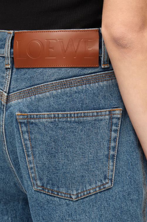 mezclilla azul medio vaqueros capri con anagrama en denim Loewe R8J8Z1203 mujer