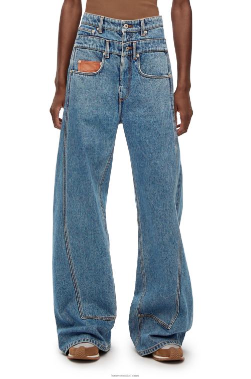 mezclilla azul medio vaqueros de cintura alta en denim Loewe R8J8Z1202 mujer