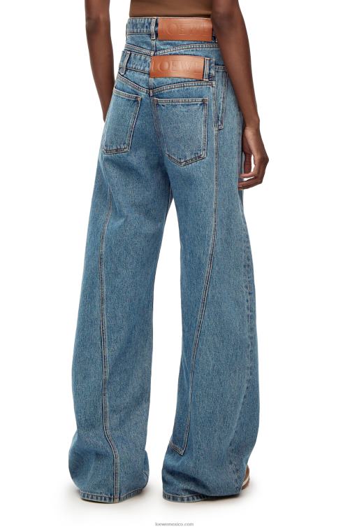 mezclilla azul medio vaqueros de cintura alta en denim Loewe R8J8Z1202 mujer