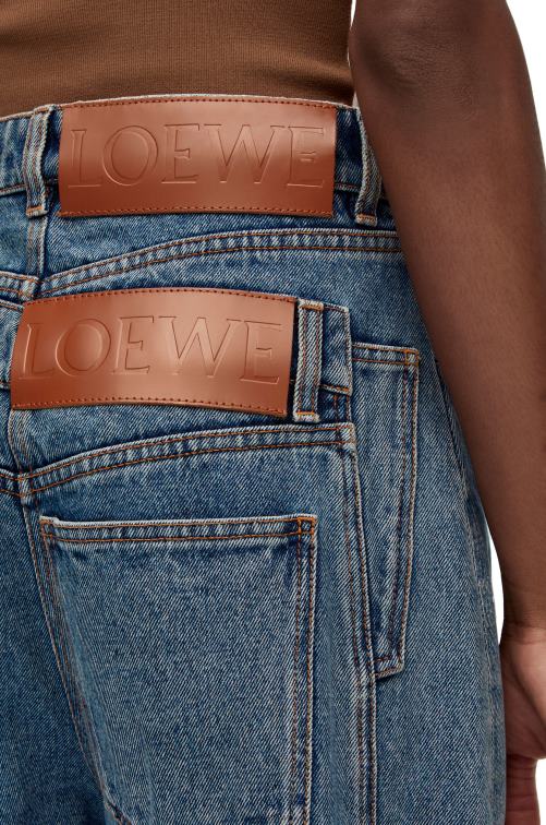 mezclilla azul medio vaqueros de cintura alta en denim Loewe R8J8Z1202 mujer