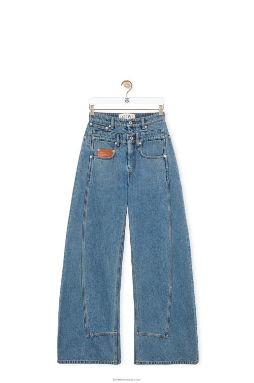mezclilla azul medio vaqueros de cintura alta en denim Loewe R8J8Z1202 mujer