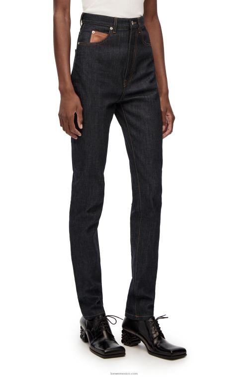 mezclilla cruda jeans ajustados en mezclilla Loewe R8J8Z1190 mujer