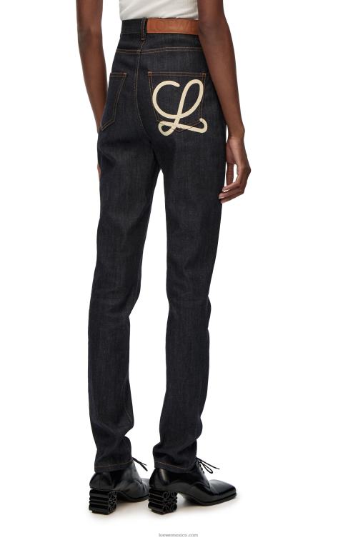 mezclilla cruda jeans ajustados en mezclilla Loewe R8J8Z1190 mujer