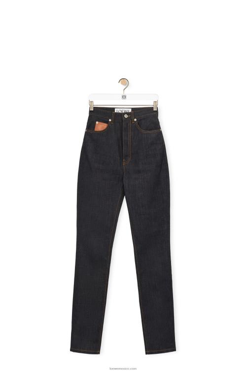 mezclilla cruda jeans ajustados en mezclilla Loewe R8J8Z1190 mujer