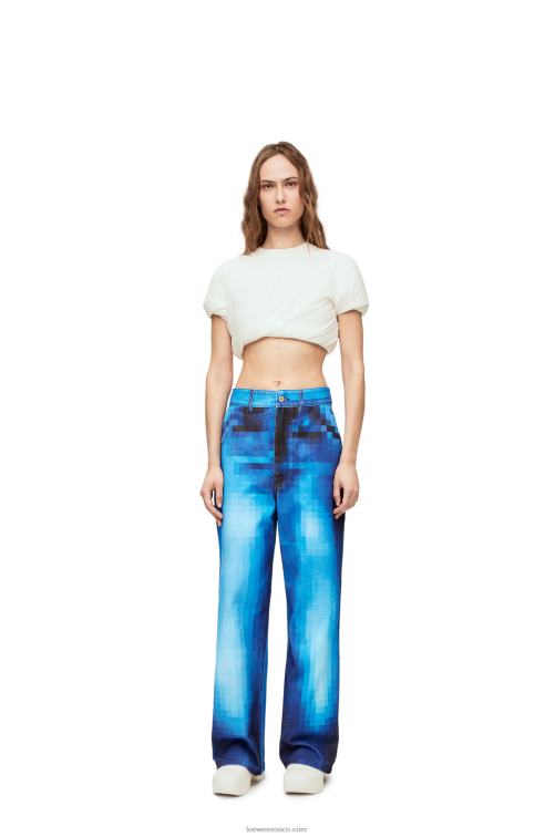 mezclilla jeans baggy pixelados en denim Loewe R8J8Z1177 mujer