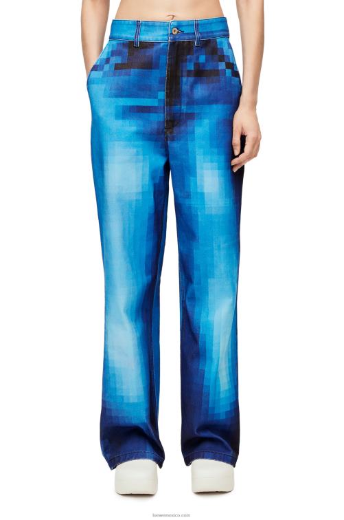 mezclilla jeans baggy pixelados en denim Loewe R8J8Z1177 mujer
