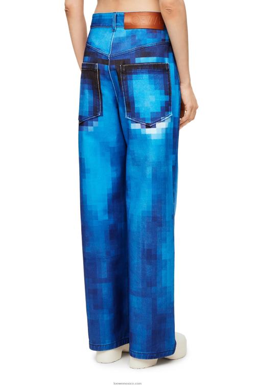 mezclilla jeans baggy pixelados en denim Loewe R8J8Z1177 mujer