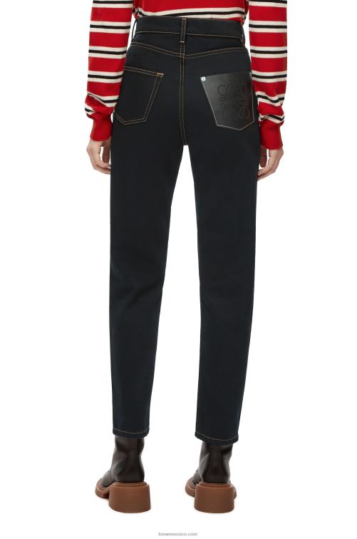 negro Vaqueros tapered con bolsillo con anagrama en denim Loewe R8J8Z1198 mujer
