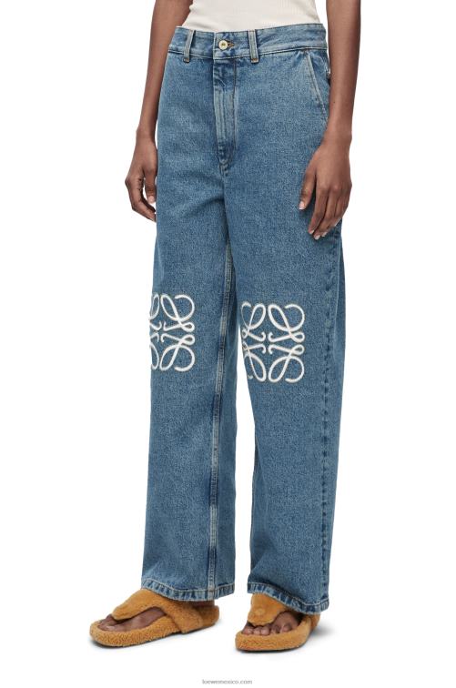 vaqueros azul Vaqueros anchos con anagrama en denim Loewe R8J8Z1174 mujer