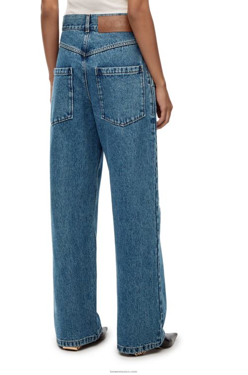 vaqueros azul Vaqueros anchos con anagrama en denim Loewe R8J8Z1174 mujer