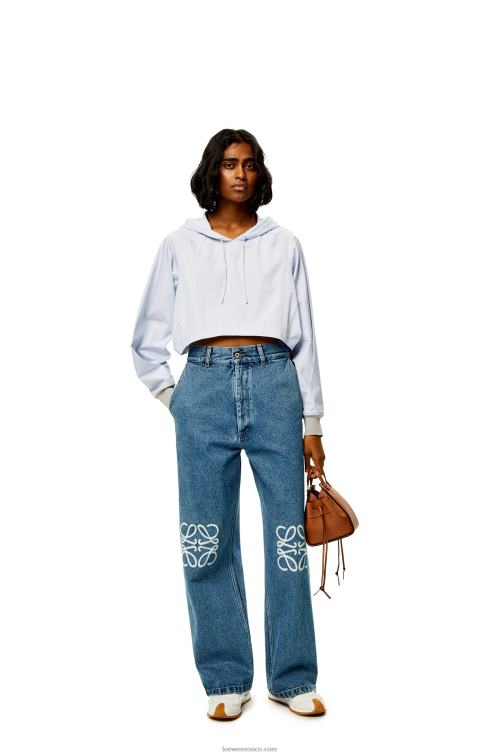 vaqueros azul Vaqueros anchos con anagrama en denim Loewe R8J8Z1174 mujer