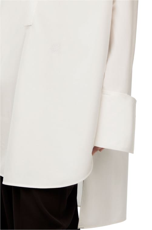 Blanco óptico vestido camisero deconstruido en algodón Loewe R8J8Z1095 mujer