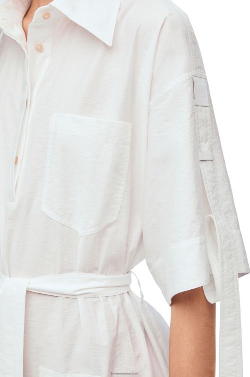 Blanco óptico vestido mini workwear de algodón Loewe R8J8Z1053 mujer