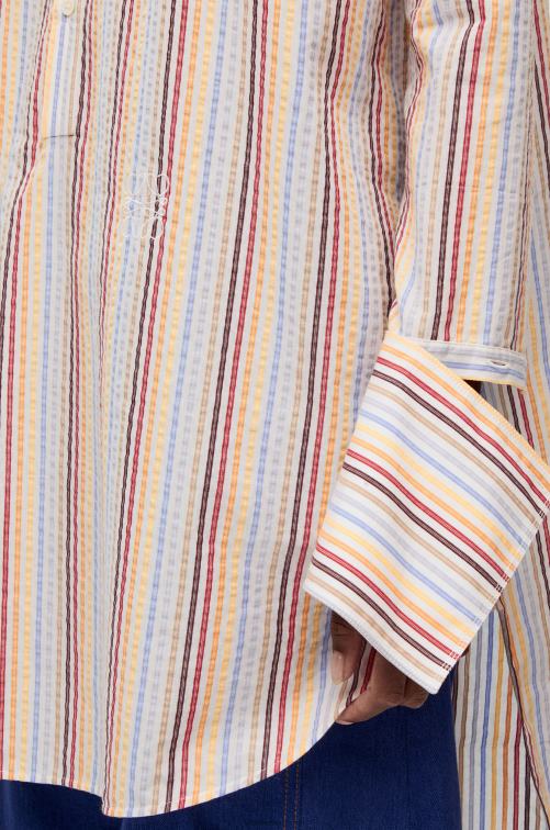 amarillo/azul/naranja vestido camisero deconstruido de algodón a rayas Loewe R8J8Z1096 mujer