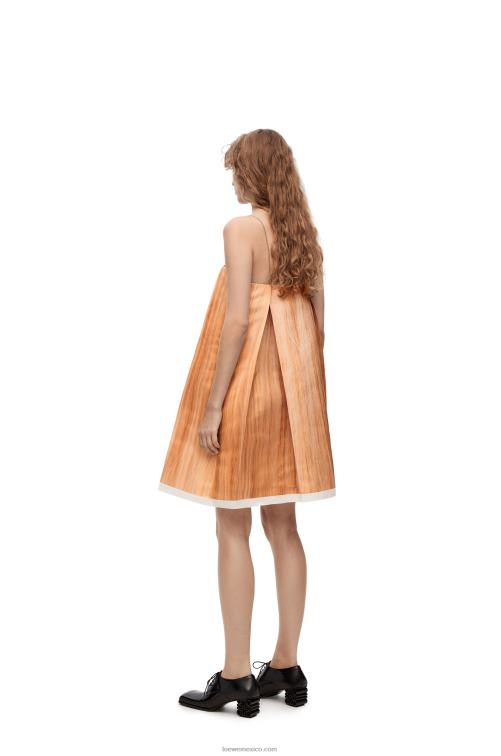 amarillo/multicolor vestido de tiras con estampado de rostros en raso duchesse técnico Loewe R8J8Z1089 mujer
