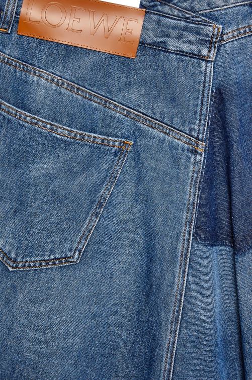 azul deportivo falda midi deconstruida en denim Loewe R8J8Z1188 mujer