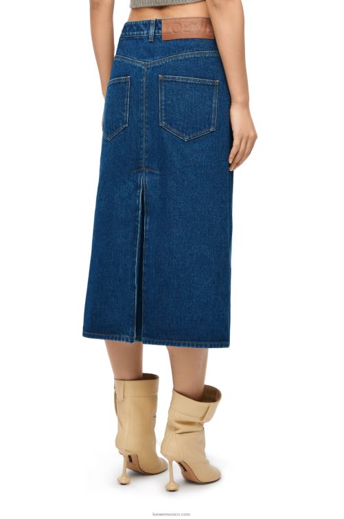 azul mezclilla falda deconstruida en denim Loewe R8J8Z1160 mujer