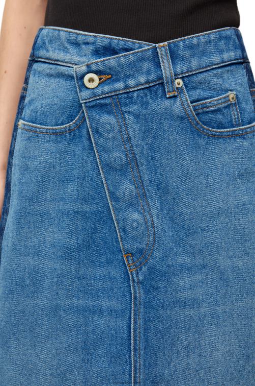 azul mezclilla falda deconstruida en denim Loewe R8J8Z1160 mujer