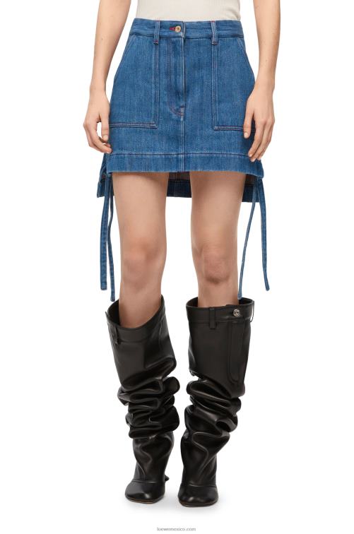 azul rojo falda de trabajo en denim Loewe R8J8Z1161 mujer