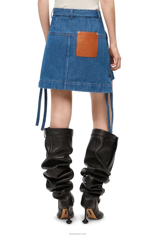 azul rojo falda de trabajo en denim Loewe R8J8Z1161 mujer