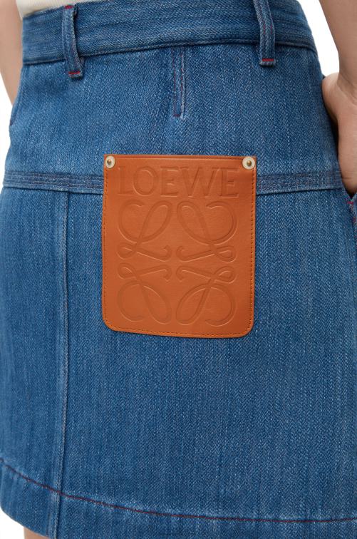 azul rojo falda de trabajo en denim Loewe R8J8Z1161 mujer