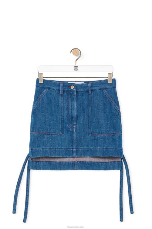 azul rojo falda de trabajo en denim Loewe R8J8Z1161 mujer