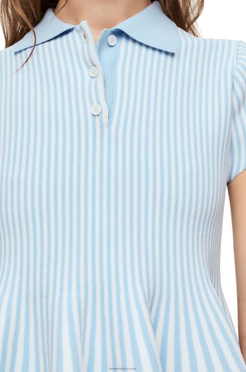 bebe azul/blanco minivestido a rayas de punto de mezcla de viscosa Loewe R8J8Z1081 mujer