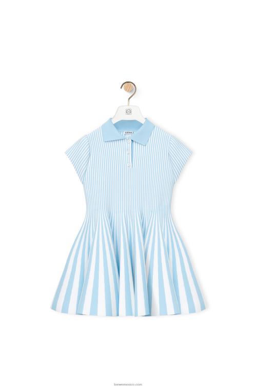 bebe azul/blanco minivestido a rayas de punto de mezcla de viscosa Loewe R8J8Z1081 mujer