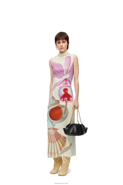 blanco/multicolor vestido maruja mallo tubo de algodon Loewe R8J8Z1036 mujer
