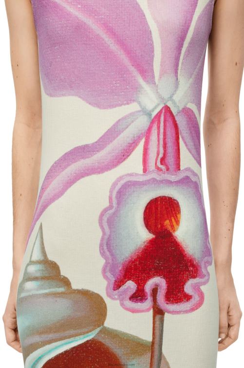 blanco/multicolor vestido maruja mallo tubo de algodon Loewe R8J8Z1036 mujer