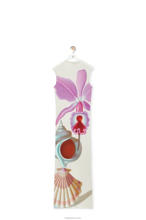 blanco/multicolor vestido maruja mallo tubo de algodon Loewe R8J8Z1036 mujer