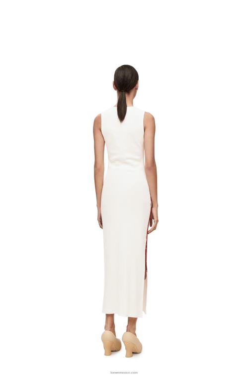 blanco rojo vestido sin mangas anthurium en punto de canalé de algodón Loewe R8J8Z1072 mujer