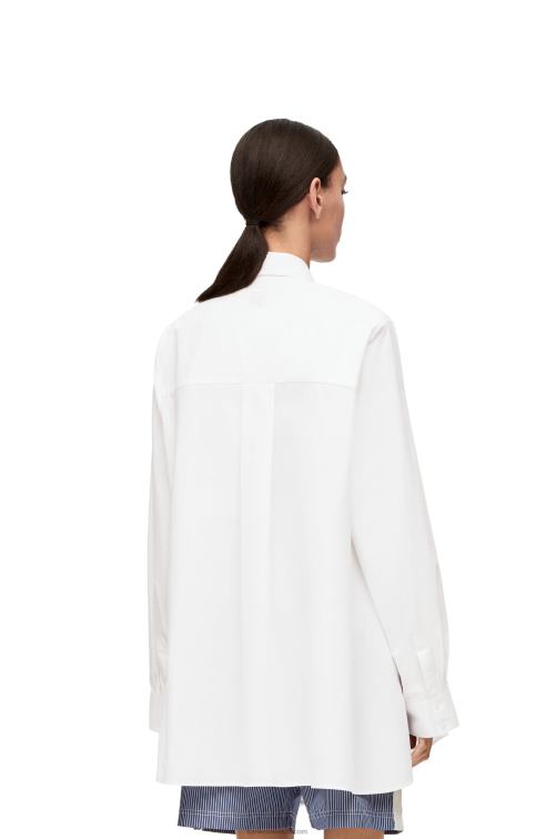 blanco vestido camisero trapecio de algodón Loewe R8J8Z1083 mujer