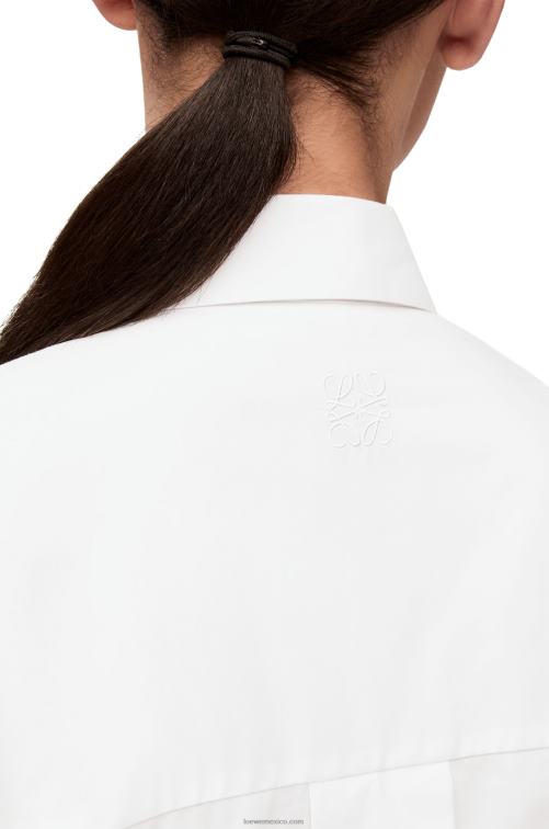 blanco vestido camisero trapecio de algodón Loewe R8J8Z1083 mujer