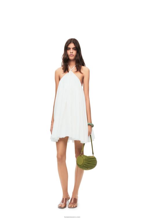 blanco vestido de lino con cuello halter Loewe R8J8Z1054 mujer