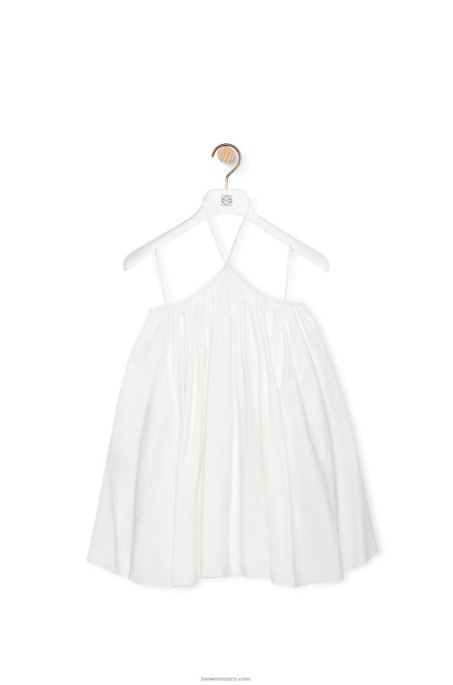 blanco vestido de lino con cuello halter Loewe R8J8Z1054 mujer