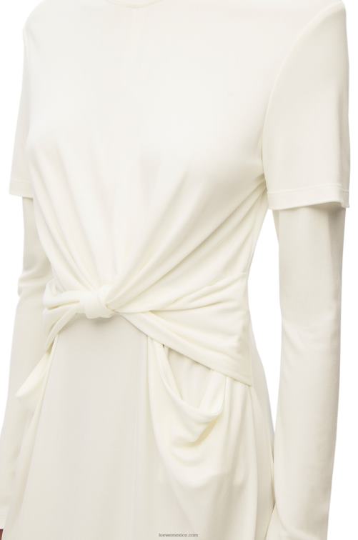 blanco vestido drapeado de punto de crepé Loewe R8J8Z1093 mujer