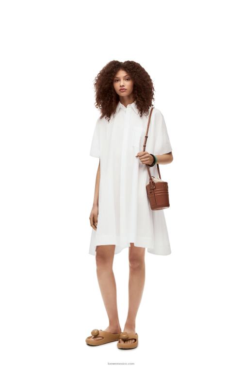 blanco vestido túnica anagrama de algodón Loewe R8J8Z1056 mujer