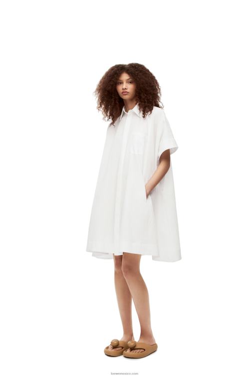 blanco vestido túnica anagrama de algodón Loewe R8J8Z1056 mujer