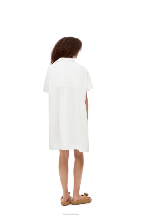 blanco vestido túnica anagrama de algodón Loewe R8J8Z1056 mujer