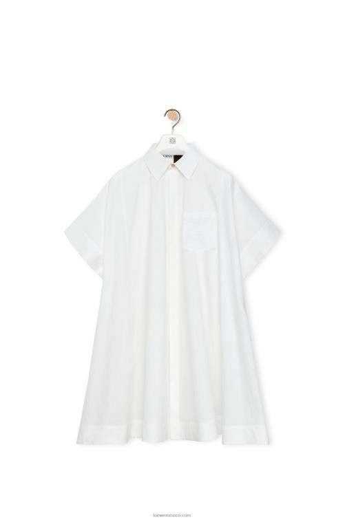 blanco vestido túnica anagrama de algodón Loewe R8J8Z1056 mujer
