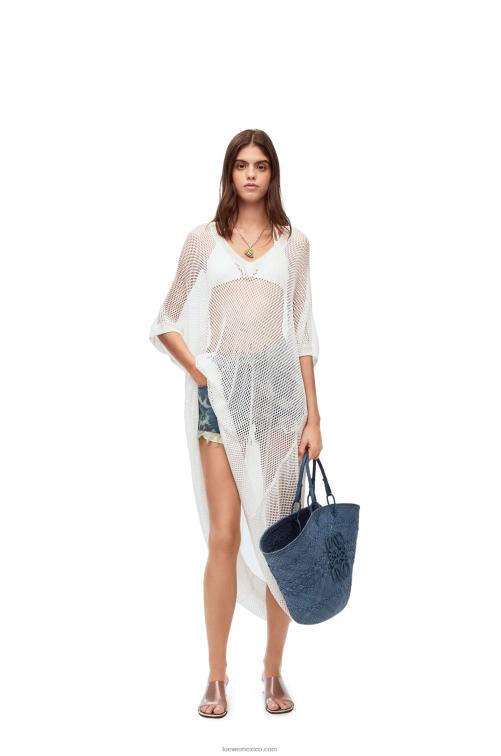 blanco vestido túnica de malla de viscosa Loewe R8J8Z1045 mujer