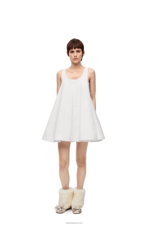 blanco vestido trapecio de algodón Loewe R8J8Z1034 mujer