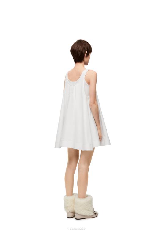 blanco vestido trapecio de algodón Loewe R8J8Z1034 mujer