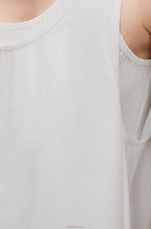 blanco vestido trapecio de algodón Loewe R8J8Z1034 mujer