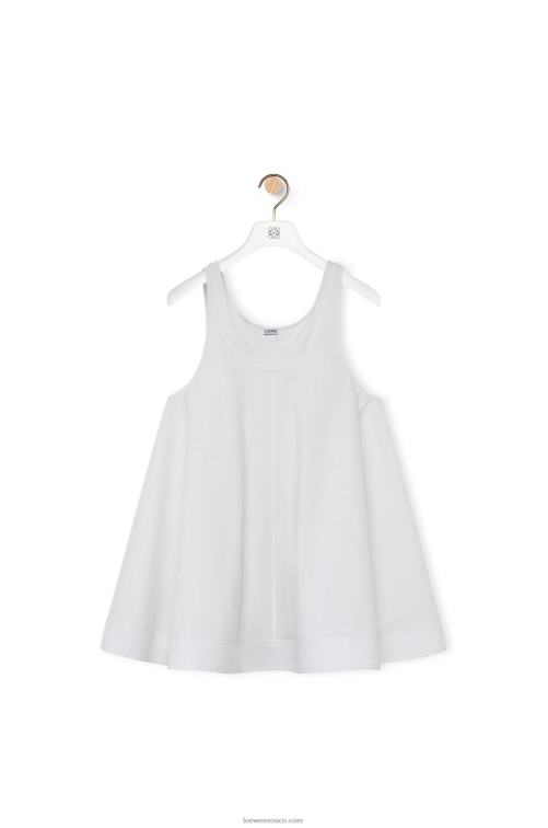 blanco vestido trapecio de algodón Loewe R8J8Z1034 mujer
