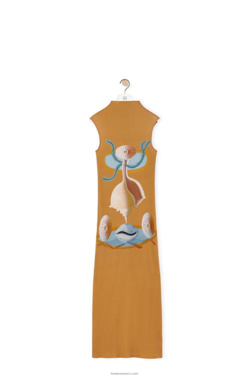 camello/multicolor vestido maruja mallo tubo de algodon Loewe R8J8Z1037 mujer