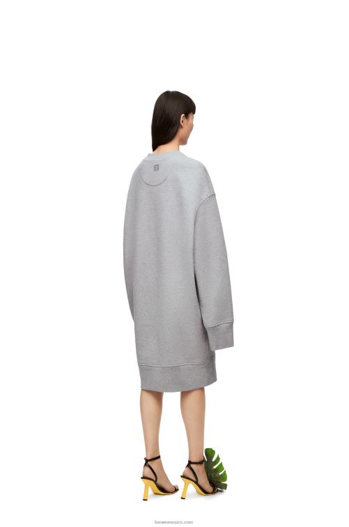 ceniza vestido sudadera alargado en felpa de algodón Loewe R8J8Z1084 mujer