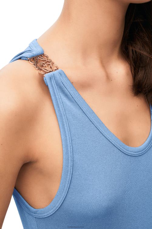 cielo azul vestido de tirantes asimétrico de viscosa Loewe R8J8Z1048 mujer