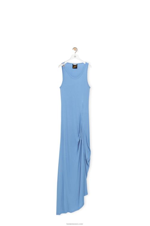 cielo azul vestido de tirantes asimétrico de viscosa Loewe R8J8Z1048 mujer